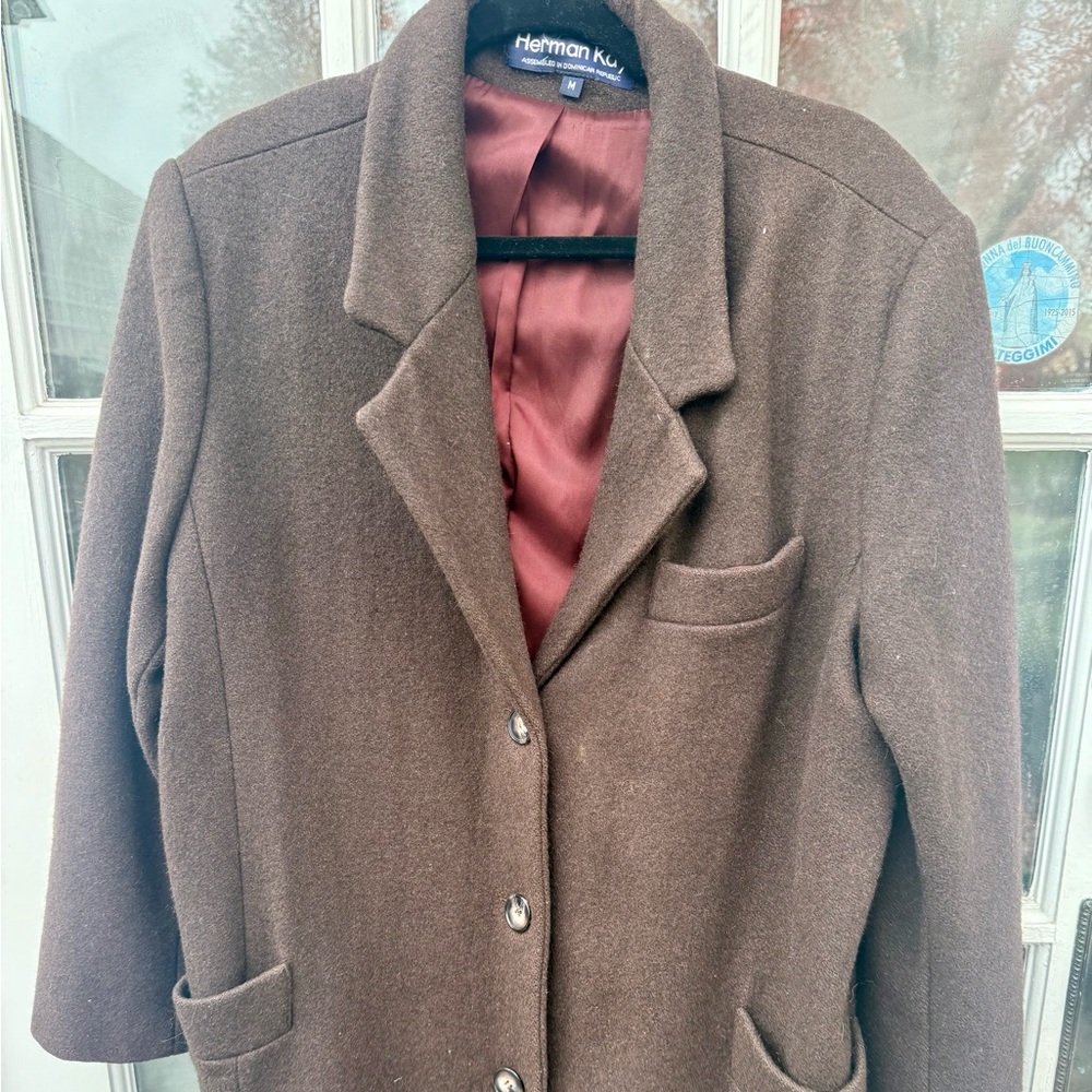VTG Long Brown Overcoat sz Medium - Picture 7 of 12